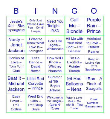 Buckeye Backup Bingo - 80s Bingo Card