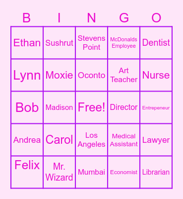 KGJ FAMILY BINGO Card