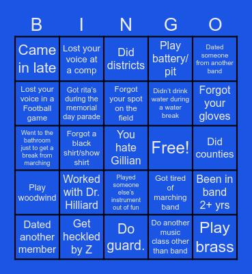BHS MARCHING Bingo Card
