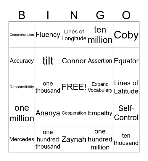 Fantastic Friday Bingo Card