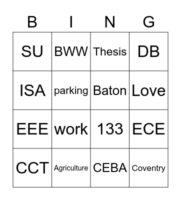 saints. Bingo Card