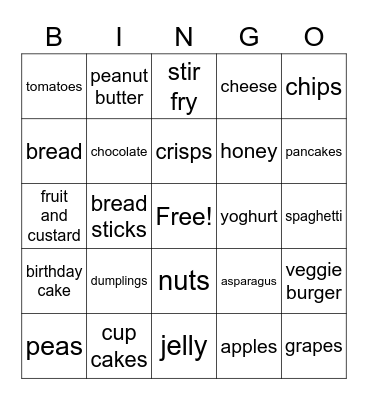 Food Bingo Card