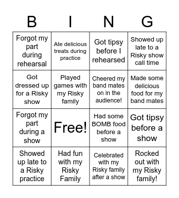 Risky Business Bingo Card