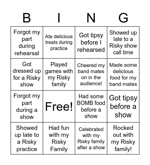 Risky Business Bingo Card