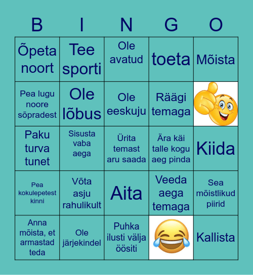 Soovitusi murdeealisega käitumiseks Bingo Card