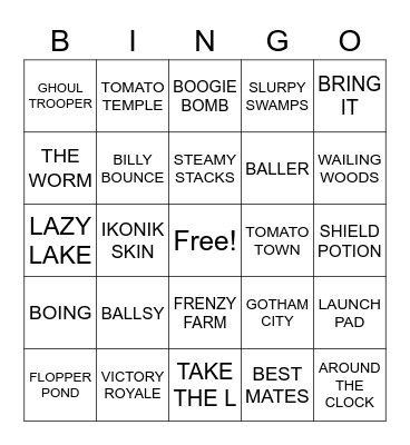 KYLE'S FORTNITE BIRTHDAY BINGO Card