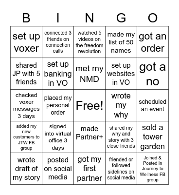 START STRONG BINGO Card