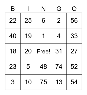 Collins Bingo Card Bingo Card