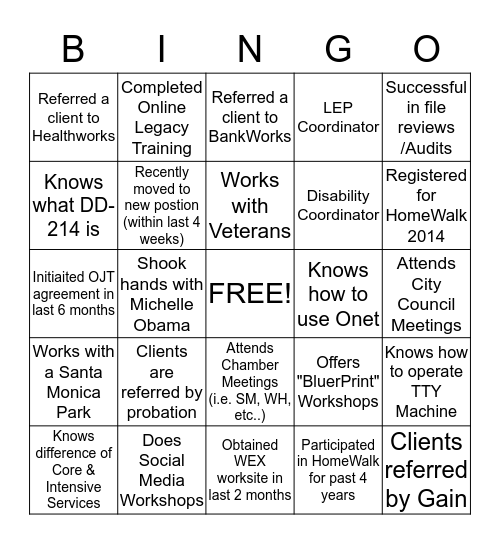 JVS  Bingo Card