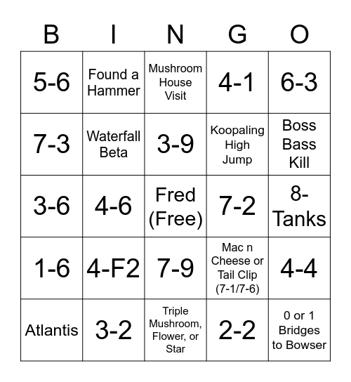 SMB3 Rando Bingo (Chat Version) Bingo Card
