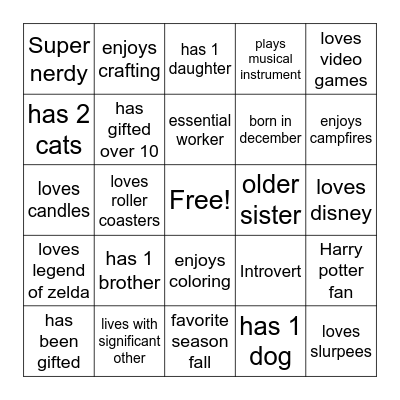 Beth's Bingo Card