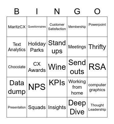 NRMA Insights Team Bingo Card