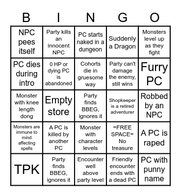 How was your last session? Bingo Card