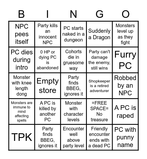 How was your last session? Bingo Card