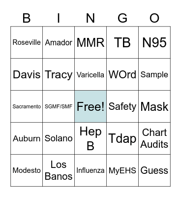 Employee Health Bingo Card