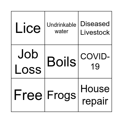 2020 Ten Plagues Bingo Card