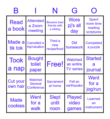 Indian Hills Youth - Quarantine 2020 Bingo Card