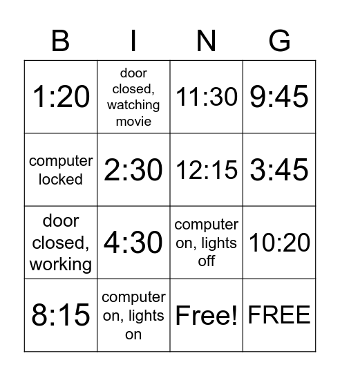 Untitled Bingo Card