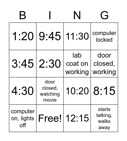 These are the days of our lives Bingo Card