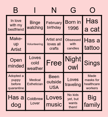 B R I A N N A’S Bingo Card