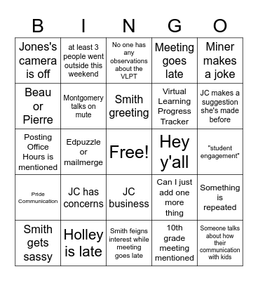 GLT Bingo Card