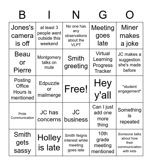 GLT Bingo Card