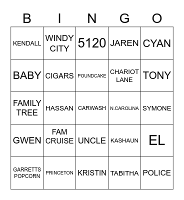 COLLIER Bingo Card