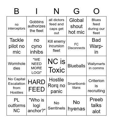 Panfam Wolverine Bingo Card