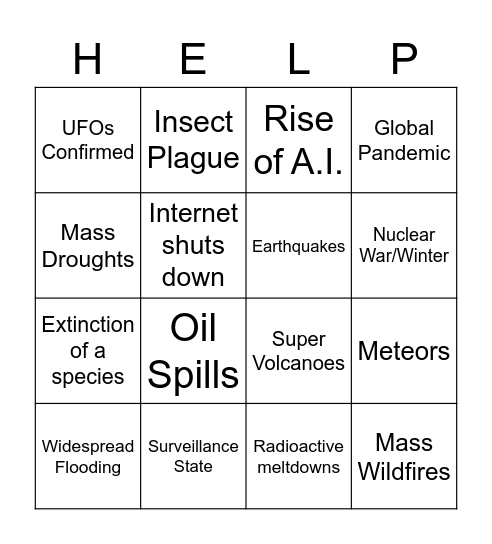 Apocalypse Bingo Card