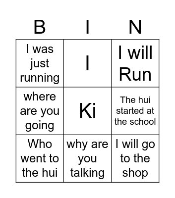 I Untitled Bingo Card