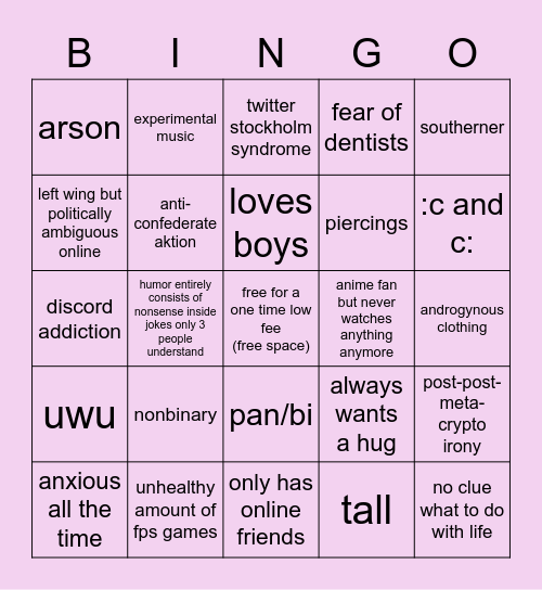 moosii Bingo Card