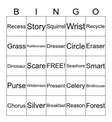 "S" BINGO! Bingo Card