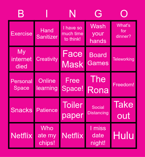 S.A.H.! Bingo Card