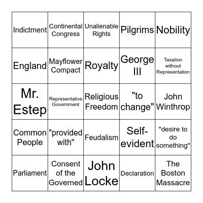 Unit 1 BINGO Card