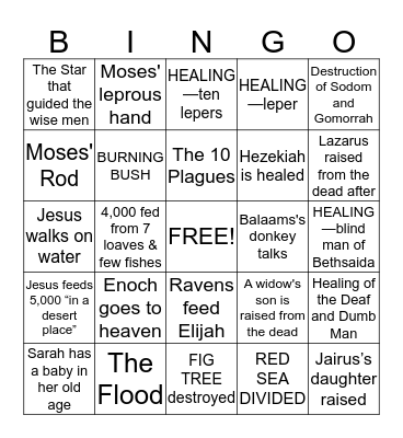 MIRACLES Bingo Card