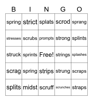 Wilson Words 2.5 Bingo Card
