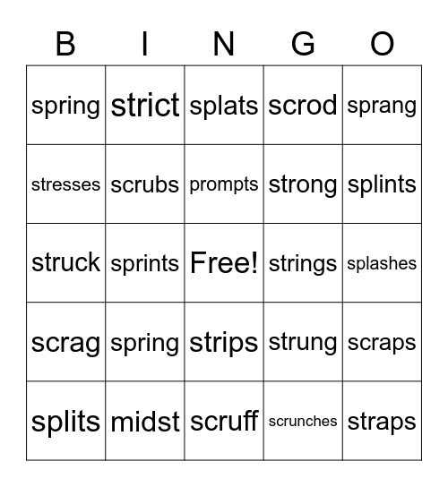 Wilson Words 2.5 Bingo Card