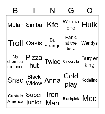 Soobin Bingo Card