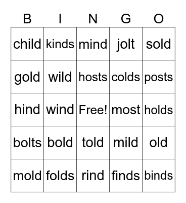 Wilson Words 2.3 Bingo Card