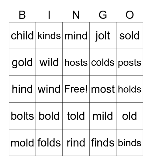 Wilson Words 2.3 Bingo Card