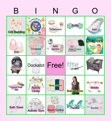 Carrie's Baby Shower Bingo Card
