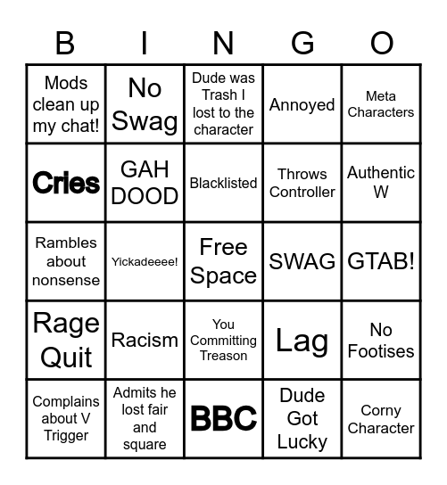 Lowtiergod Bingo Card