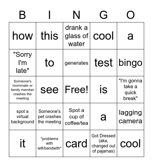 Virtual Bingo Card