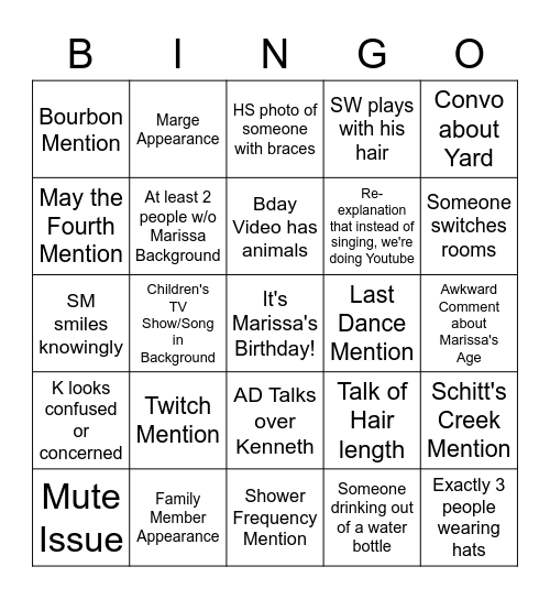 M-Bday! Bingo Card