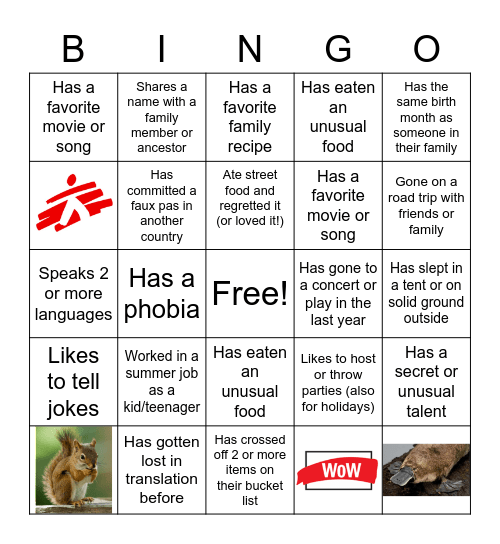 PMU Bingo Card