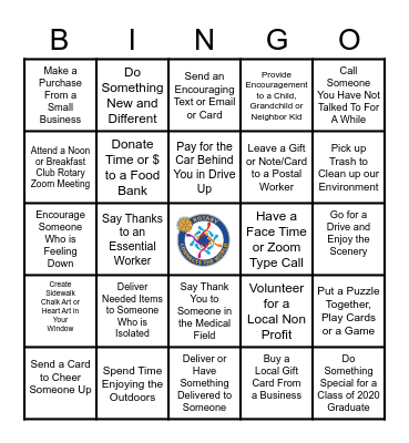 ROTARY COVID-19 BINGO CHALLENGE Bingo Card