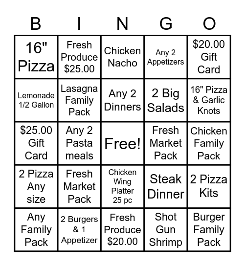 Bubba's 33 Bingo Card