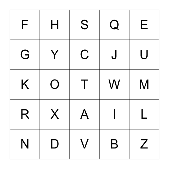 Alphabet Bingo! Bingo Card