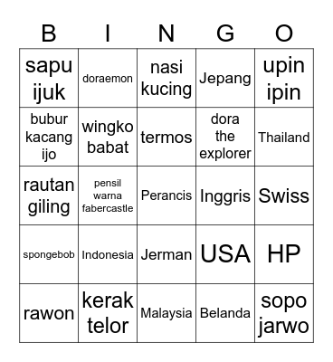 Young Bingo Card