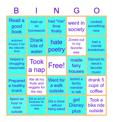 Staying Healthy BINGO! Bingo Card